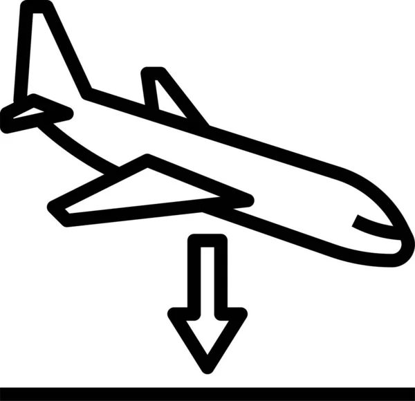 Icône Avion Arrivant — Image vectorielle