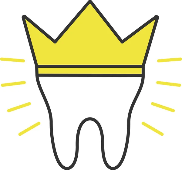 Corona Icona Dell Impianto Dentale Pieno Stile Contorno — Vettoriale Stock