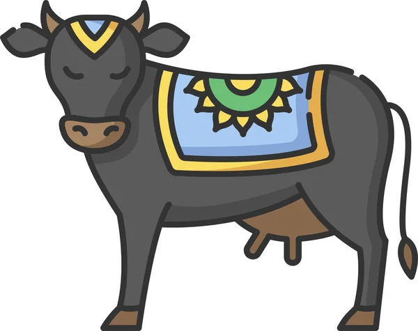 Hinduizm Byk Krowa Ikona — Wektor stockowy