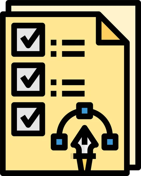 Prueba Prueba Icono Correcto Estilo Contorno Lleno — Vector de stock