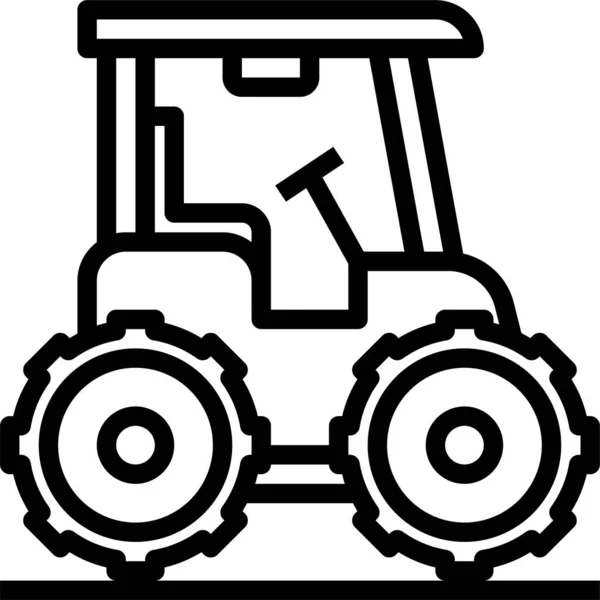 Icône Tracteur Récolte Ferme Dans Style Contour — Image vectorielle