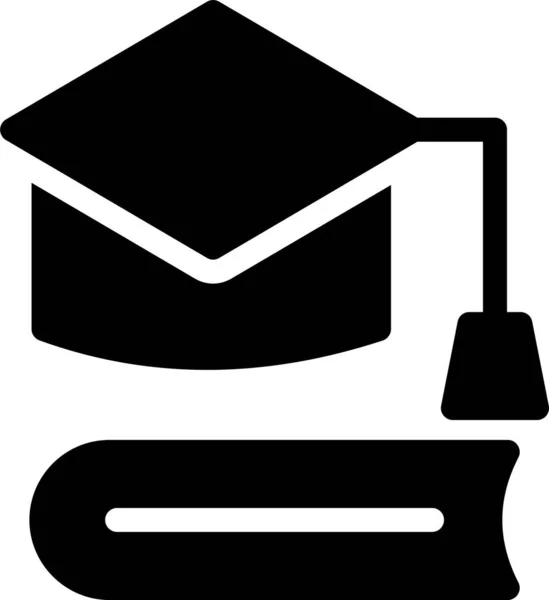 ソリッドスタイルのブックキャップ卒業証書アイコン — ストックベクタ