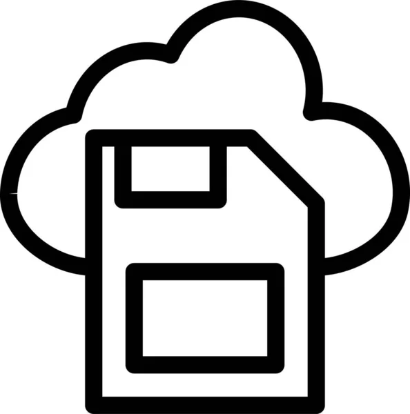 Ikona Dyskietki Chmury Stylu Zarysu — Wektor stockowy