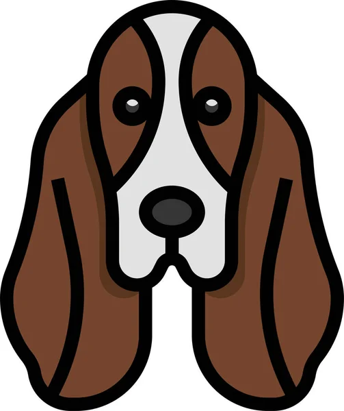 Ikon Zoologi Basset Hound Dalam Gaya Isi Garis - Stok Vektor