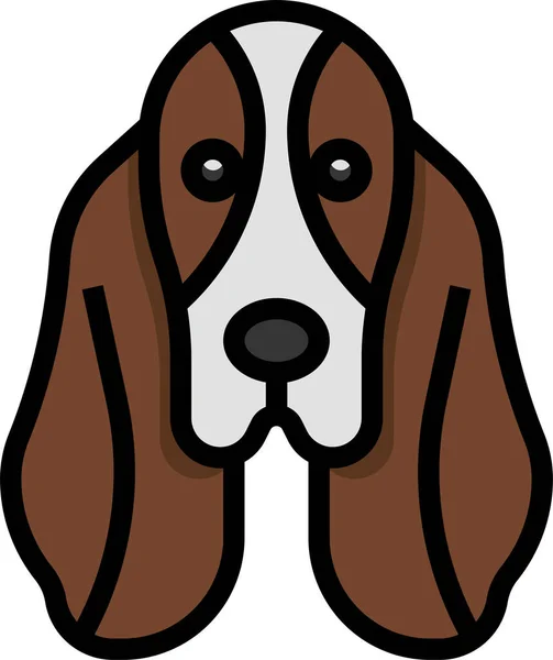 Hound Basset Zoology Icono Estilo Contorno Lleno — Vector de stock