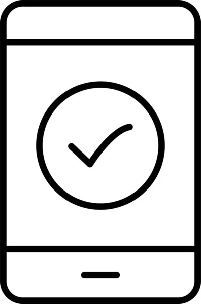 Icono Móvil Hecho Comprobado Estilo Esquema — Archivo Imágenes Vectoriales