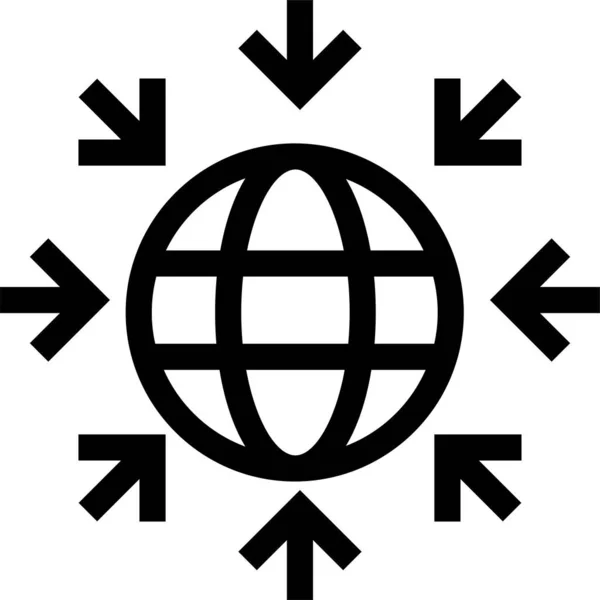 Föld Globális Hálózati Ikon Körvonalazott Stílusban — Stock Vector