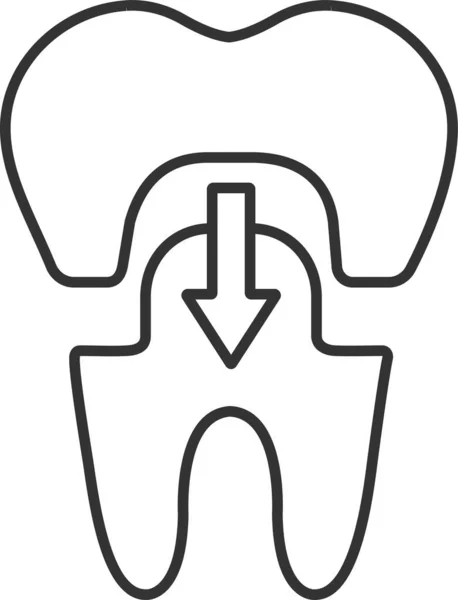 Couronne Icône Dentisterie Dentaire Dans Style Contour — Image vectorielle
