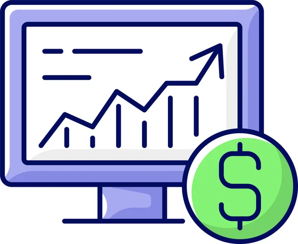 Stock Trading Diagram Profit Icon Filled Outline Style — Stock Vector