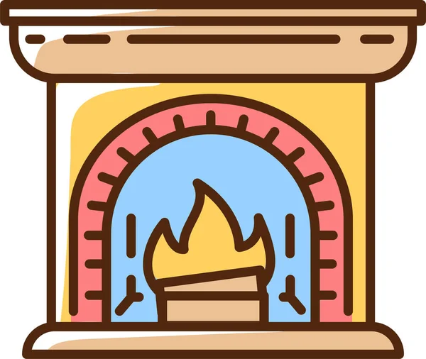 Hygge Chimenea Icono Interior — Vector de stock