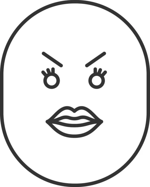 Dühös Emoji Emoticon Ikon Körvonalazott Stílusban — Stock Vector