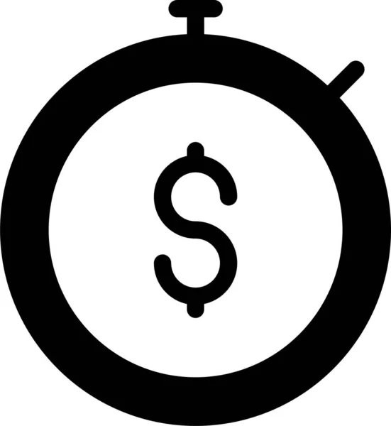 Zegar Odliczanie Ikona Dolara Stałym Stylu — Wektor stockowy