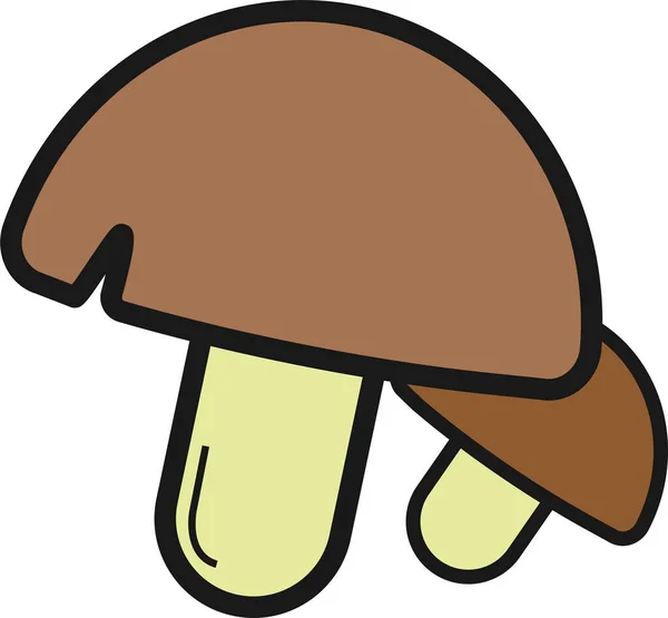 Boletus Champiñón Icono Setas Estilo Contorno Lleno — Vector de stock