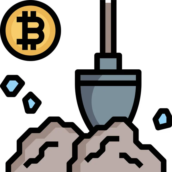 Ikona Obchodní Měny Bitcoinu Stylu Vyplněného Osnovy — Stockový vektor