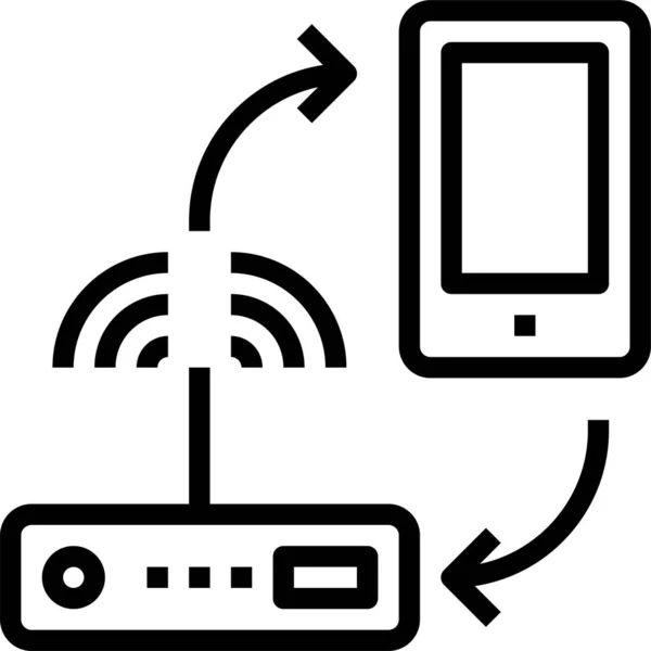アウトラインスタイルでのインターネットモバイルアイコンの接続 — ストックベクタ