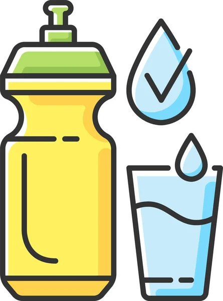 Acqua Potabile Idratazione Icona Sanitaria Pieno Stile Contorno — Vettoriale Stock