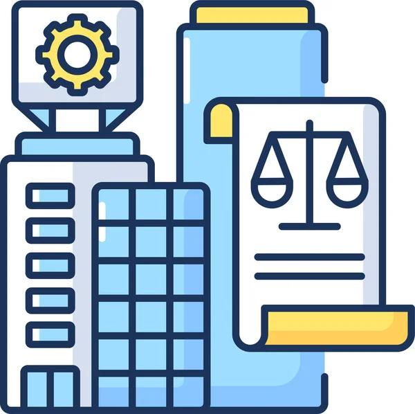 Icono Negocio Legal Oficina Compañía Estilo Esquema Lleno — Vector de stock