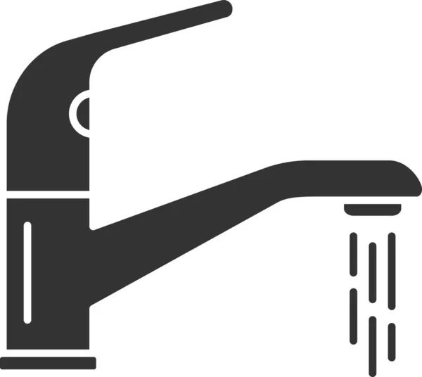 Fürdőszoba Csapvíz Áramlás Ikon Szilárd Stílusban — Stock Vector