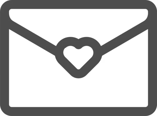List Miłość Mail Ikona Zarysie Stylu — Wektor stockowy