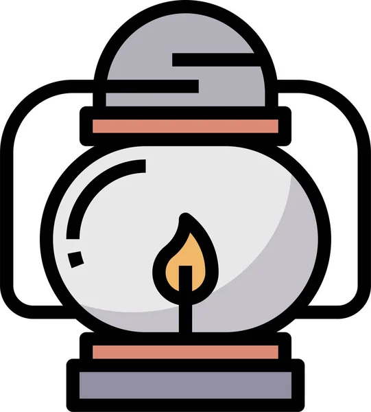Camping Candle Fire Icon Filled Outline Style — Stock Vector