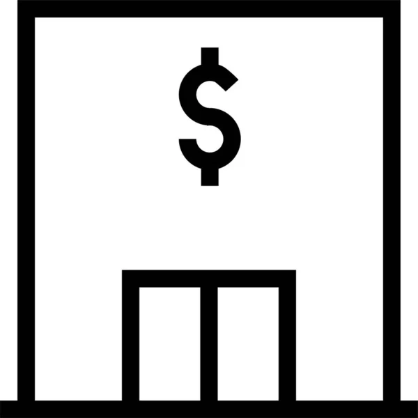 Icono Del Edificio Del Banco Arquitectura Estilo Esquema — Archivo Imágenes Vectoriales