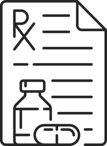 Medisch Recept Pil Recept Icoon Grote Lijnen Stijl — Stockvector