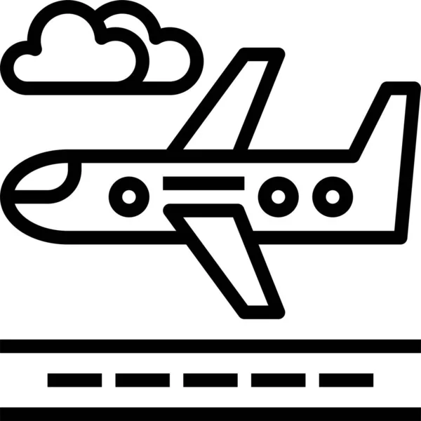 Aérodrome Avion Icône Aéroport Dans Style Outline — Image vectorielle