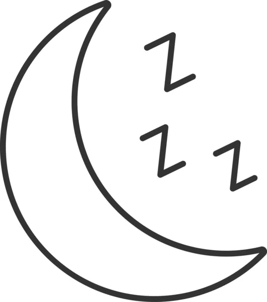 Bedtime Crescent Moon Icon Outline Style — Stock Vector