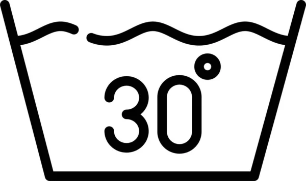 洗濯30度アイコンのアウトラインスタイル — ストックベクタ