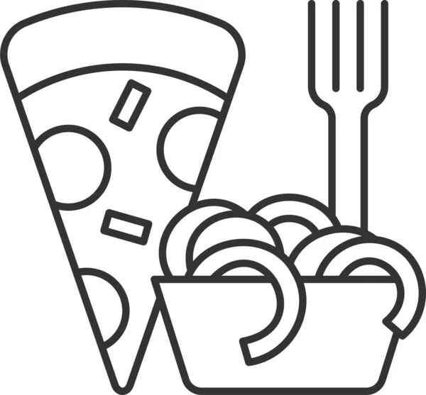 Spaghetti Pizza Fast Food Icon Outline Style — Stock Vector