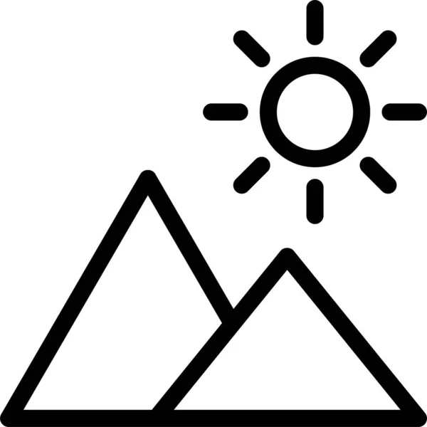 Montañas Sol Tiempo Icono — Archivo Imágenes Vectoriales