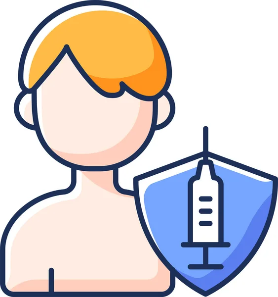 Gesundheitsschutz Ikone Für Teenager Impfungen Ausgefüllter Form — Stockvektor