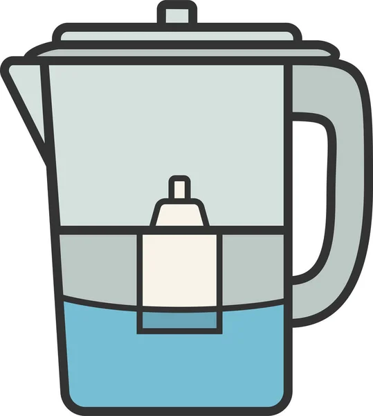 Filter Pitcher Purification Icon Filled Outline Style — Stock Vector