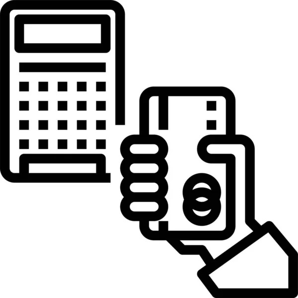 Ikona Obciążenia Bezgotówkowego Kalkulatora Konturze — Wektor stockowy