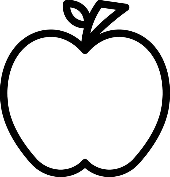 Pomme Icône Éducation Alimentaire Dans Style Outline — Image vectorielle