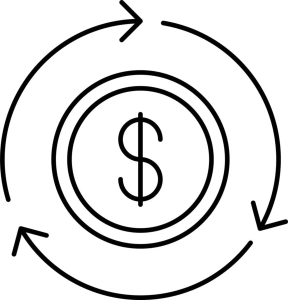 美元货币重装图标的轮廓风格 — 图库矢量图片