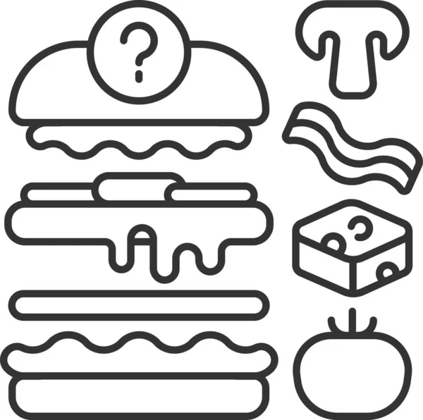 Zutat Sandwich Rezept Symbol Umriss Stil — Stockvektor
