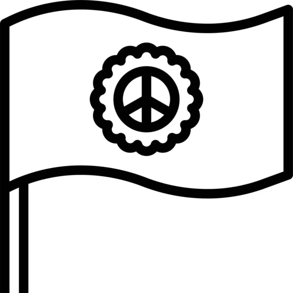 Flag Miscellaneous Hippies Icon Outline Style — Stock Vector