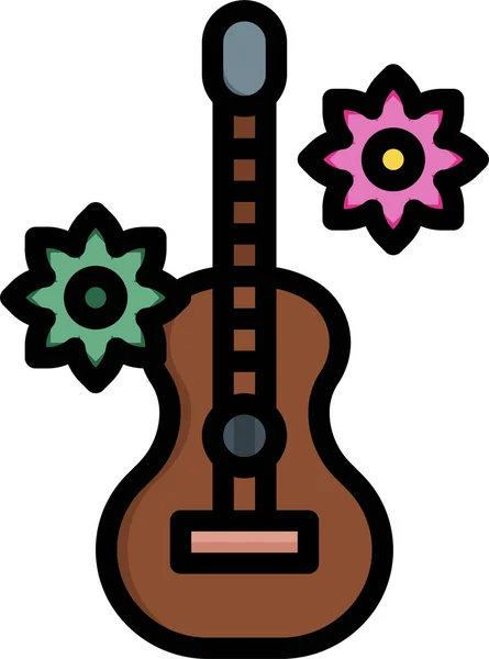 Gitár Zene Multimédia Ikon Teltházas Stílusban — Stock Vector