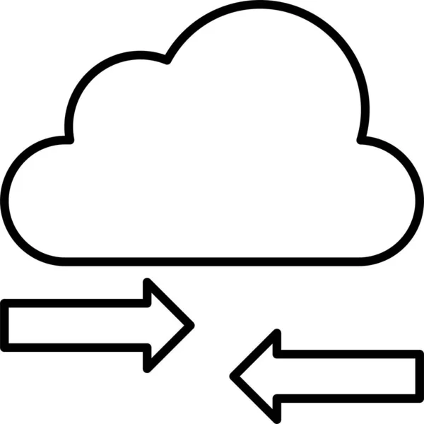 Ikona Sdílení Cloudové Databáze Stylu Osnovy — Stockový vektor