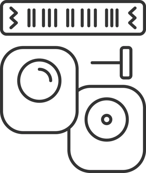 Icona Identificazione Delle Etichette Della Tecnologia Del Sensore Stile Contorno — Vettoriale Stock