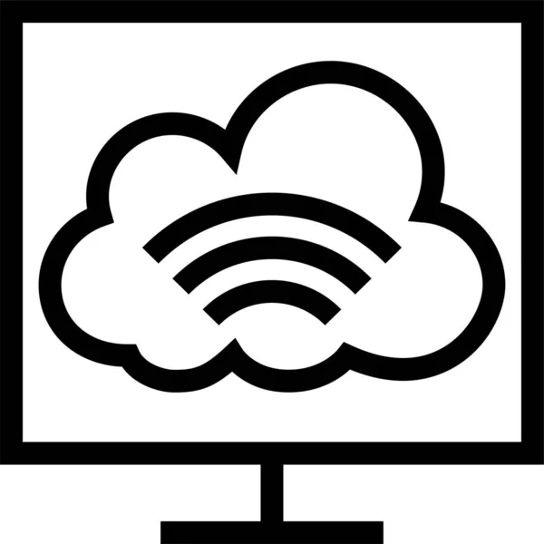 Cloud Computing Network Icon Outline Style — Stock Vector
