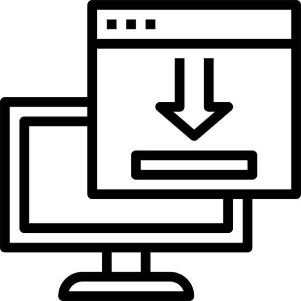 Icône Atterrissage Interface Moteur Dans Style Contour — Image vectorielle