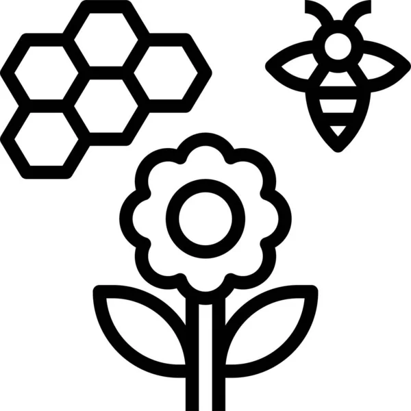 Méhészeti Virágméh Ikon — Stock Vector