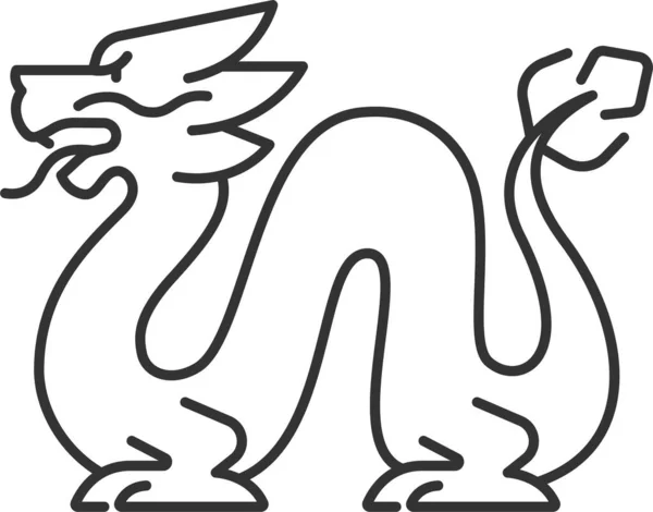 Dragon Chine Asiatique Icône Dans Style Contour — Image vectorielle