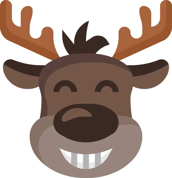 Rendieren Smiley Emoji Icoon Kerst Categorie — Stockvector