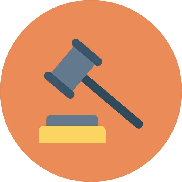 Court Gavel Hammer Icon Flat Style — Stock Vector