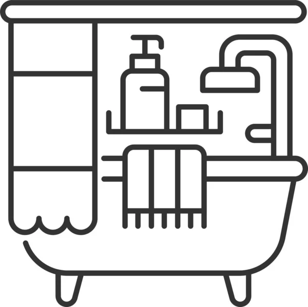 Badrum Interiör Tvättrum Hygien Ikon Kontur Stil — Stock vektor