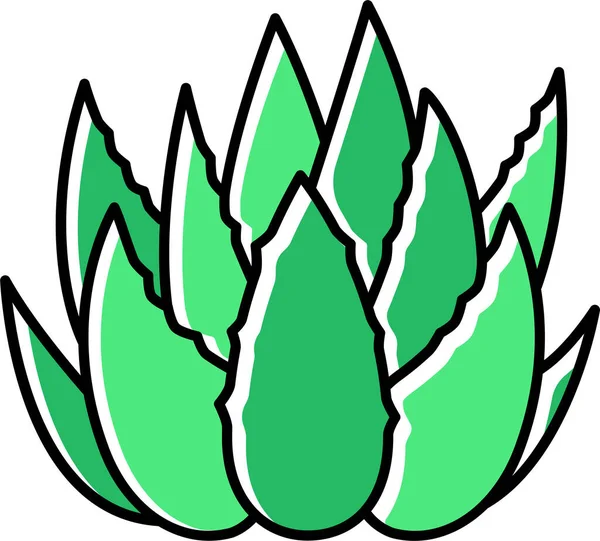 Icona Del Cactus Botanico Aloe Stile Contorno Riempito — Vettoriale Stock