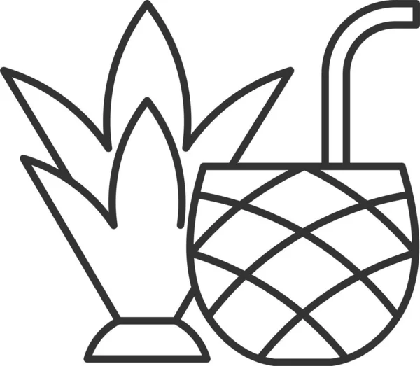 Cocktail Ananas Bar Symbol Umriss Stil — Stockvektor